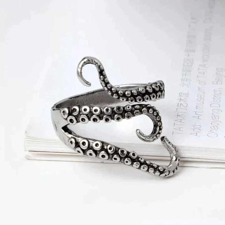 Bague en argent réglable aux tentacules – Bague en argent sterling faite main unique