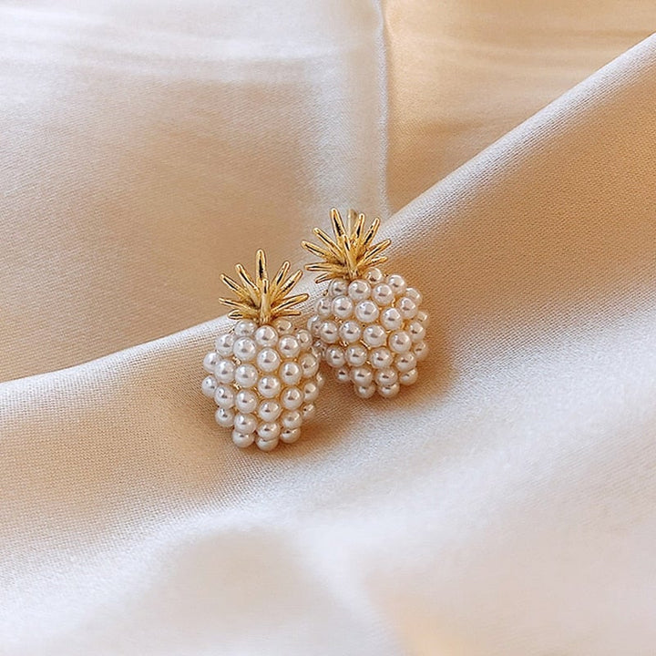 Boucles d'oreilles en ananas tropical et perles incrustées