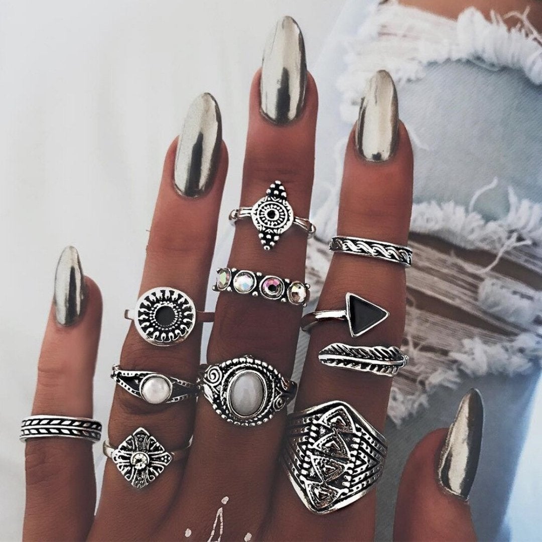 Paquet unique de 8 à 12 bagues en argent faites à la main pour un style personnalisé