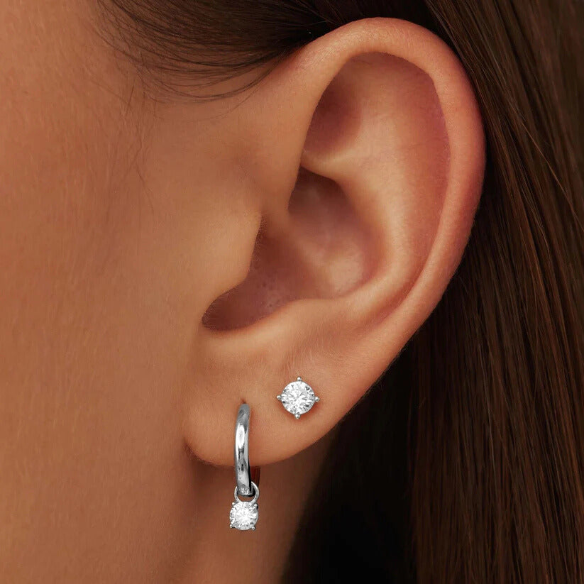 Ensemble de boucles d'oreilles en pierre de Larmes de Lune en argent