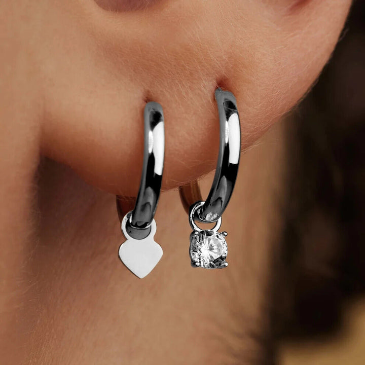 Boucles d'oreilles créoles en pierre Larmes de Lune en argent