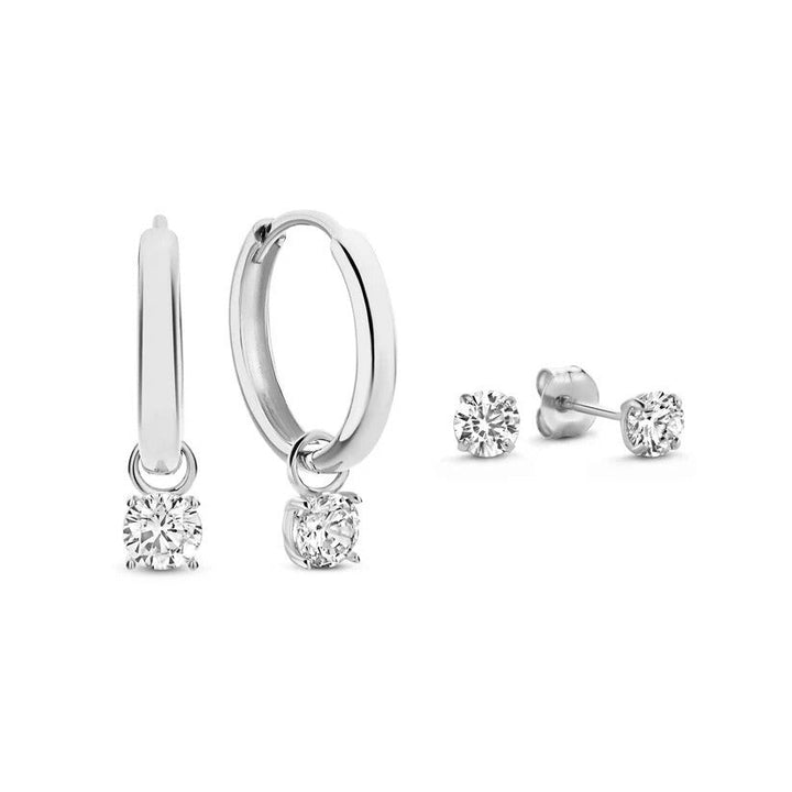 Ensemble de boucles d'oreilles en pierre de Larmes de Lune en argent