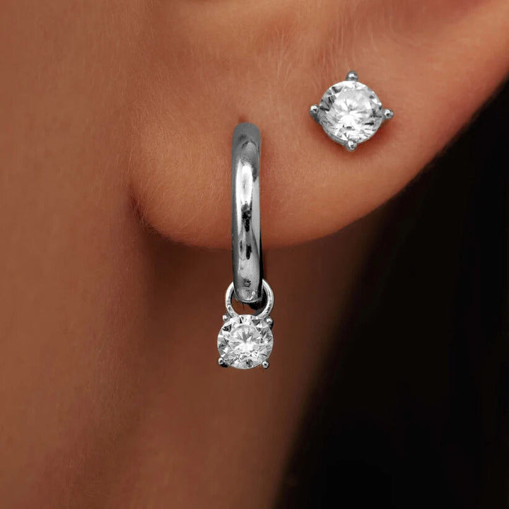 Ensemble de boucles d'oreilles en pierre de Larmes de Lune en argent