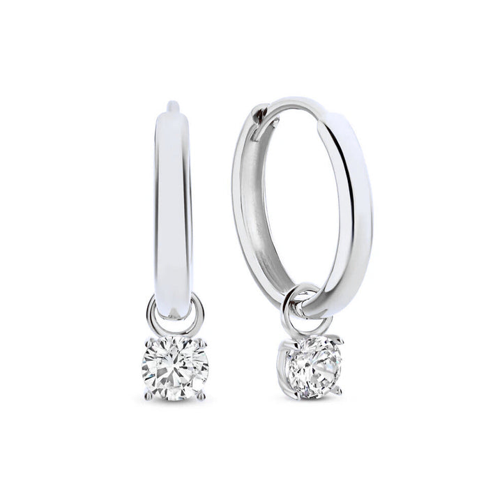 Boucles d'oreilles créoles en pierre Larmes de Lune en argent