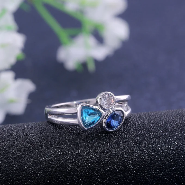 Bague en cristal incrusté bleu vintage