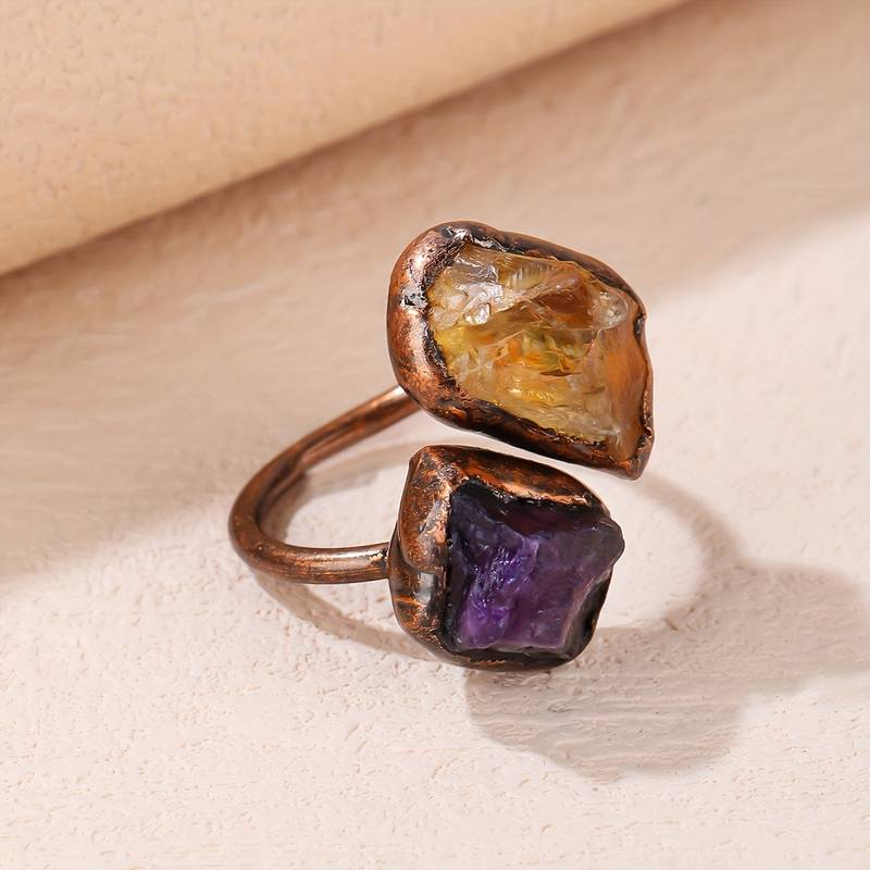 Bague en pierre naturelle incrustée vintage