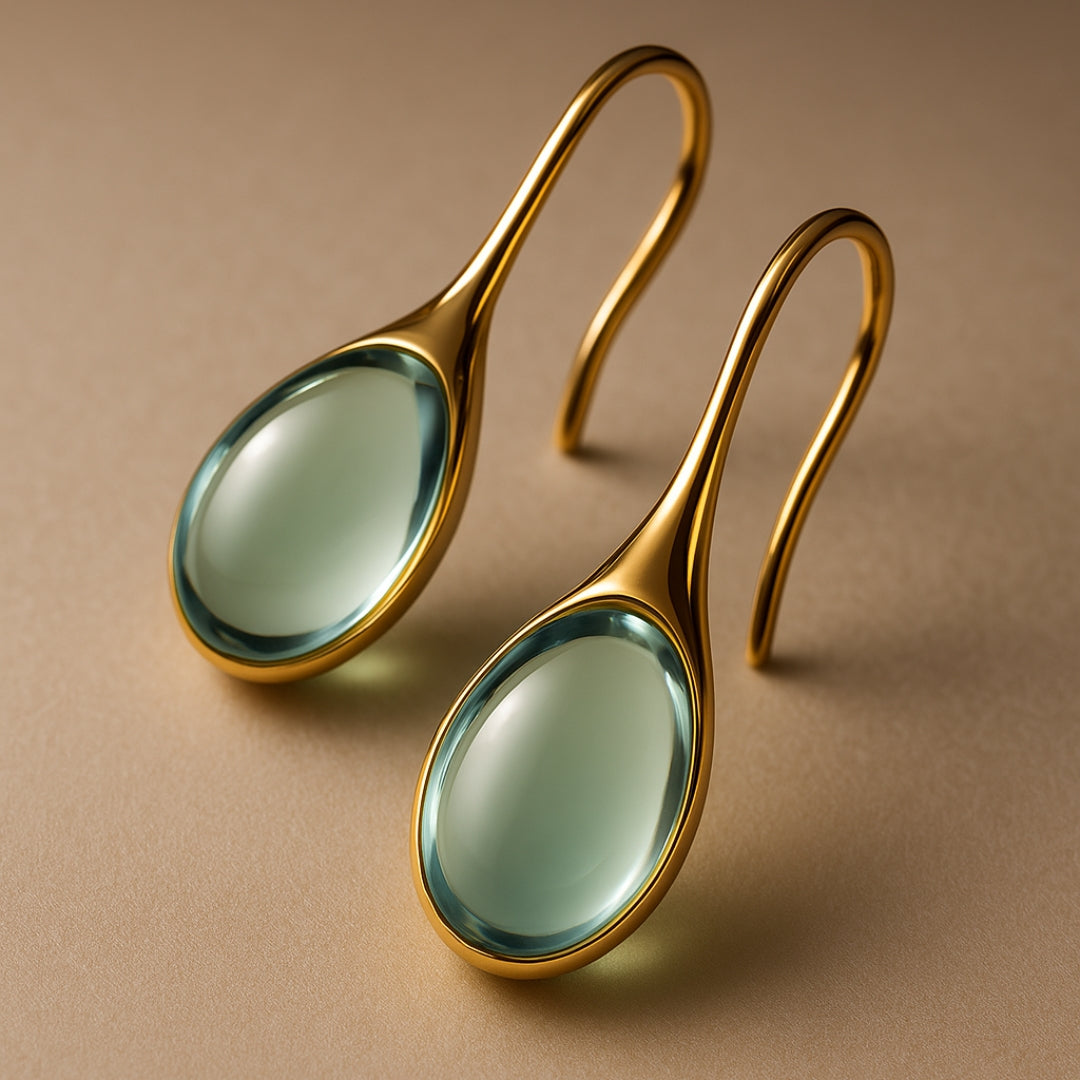 Boucles d'oreilles avec goutte en cristal en or et en argent