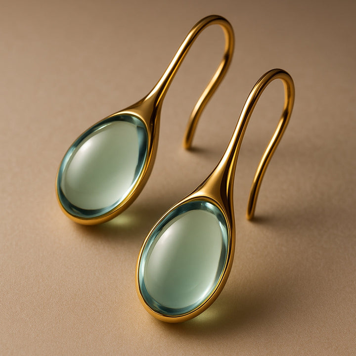 Boucles d'oreilles avec goutte en cristal en or et en argent