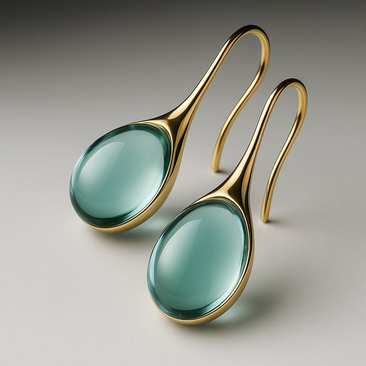 Boucles d'oreilles avec goutte en cristal en or et en argent