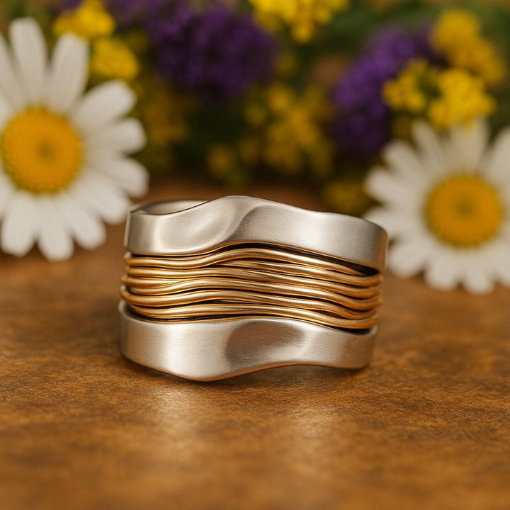 Bague à fils d'argent doré