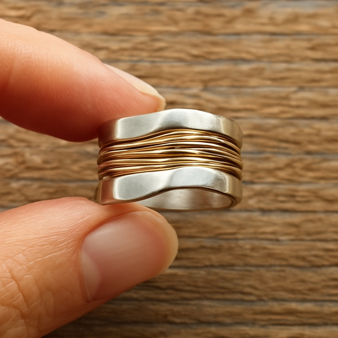 Bague à fils d'argent doré