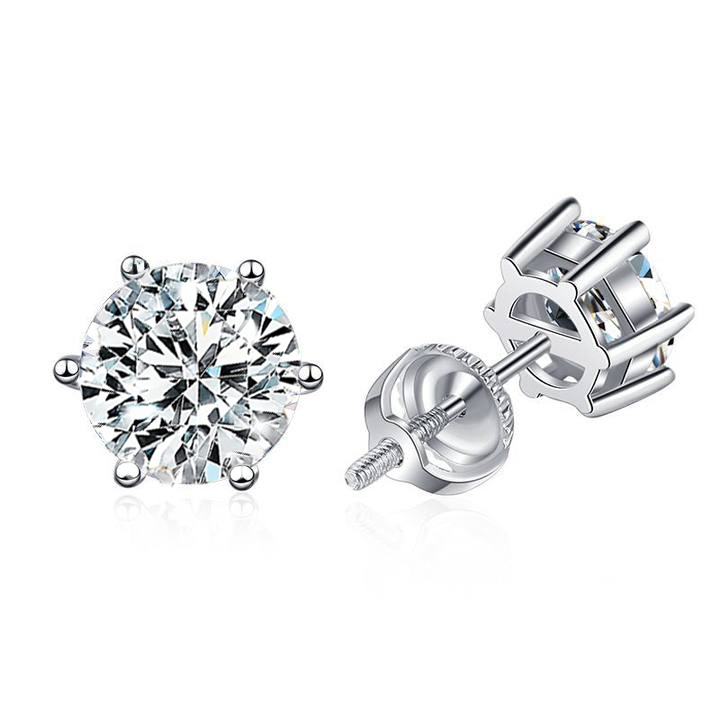 Boucles d'oreilles en argent à clip à vis en moissanite