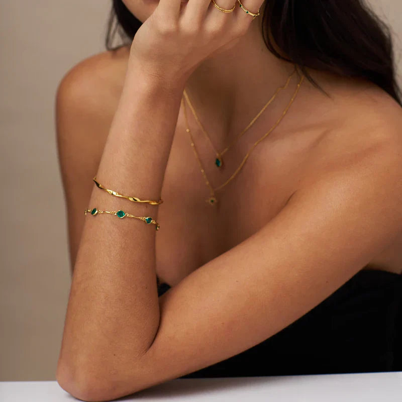 Bracelet chaînette avec lien en émeraude or