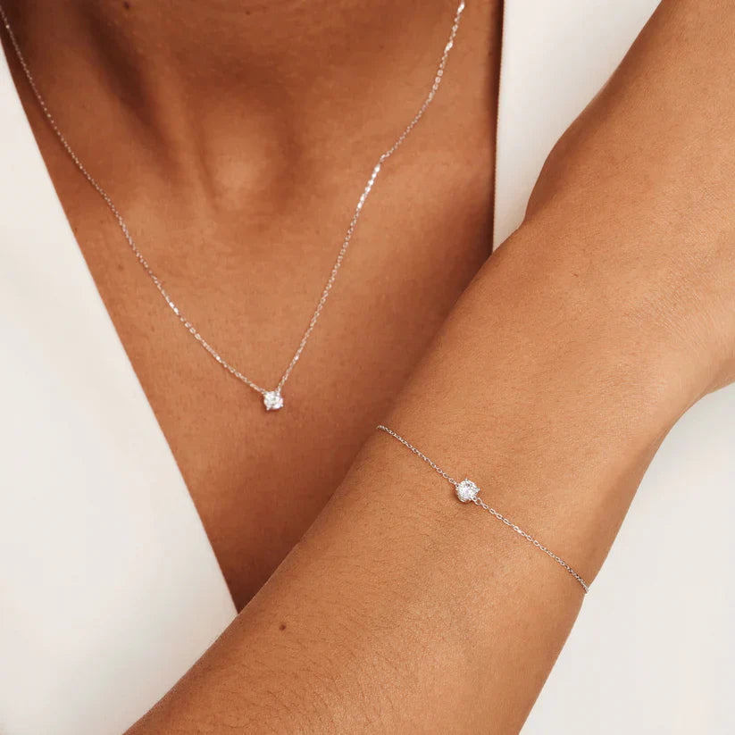 Bracelet en argent avec pierre en moissanite Cléa
